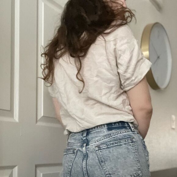 Kari Perkins‎ Linen Cropped Tee Size 0 oversized - Picture 3 of 3